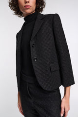 Dorothee Schumacher Cropped Embroidered Punto Milano Jacket in Black