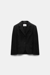 Dorothee Schumacher Cropped Embroidered Punto Milano Jacket in Black