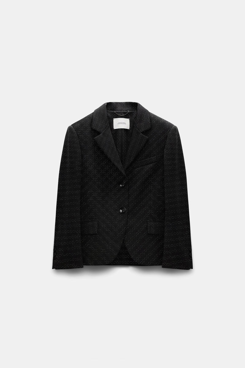 Dorothee Schumacher Cropped Embroidered Punto Milano Jacket in Black