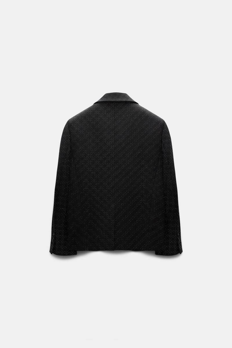 Dorothee Schumacher Cropped Embroidered Punto Milano Jacket in Black