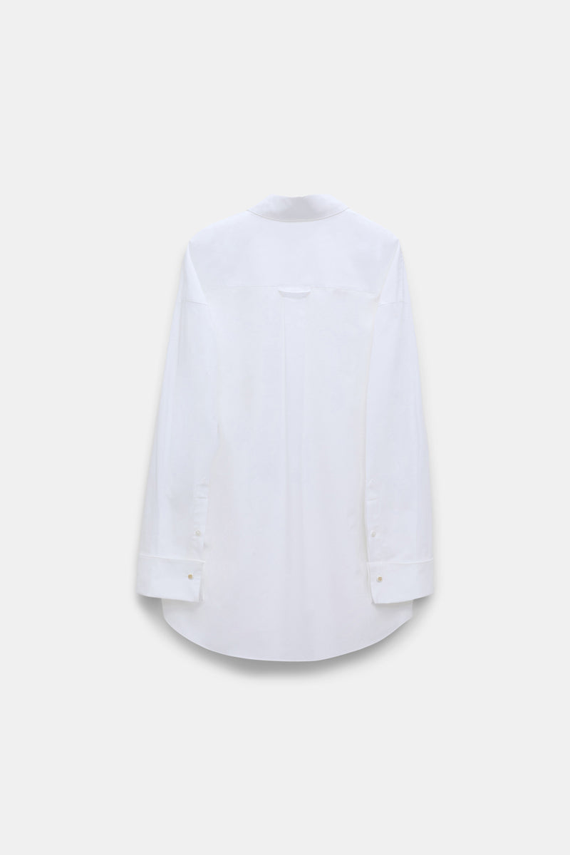 Dorothee Schumacher Crisp Cotton Poplin White Button-Up Blouse with Bow Brooch in White