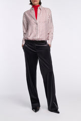 Dorothee Schumacher Silk Button-Up Blouse in Ornamental Motif in White and Red