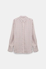 Dorothee Schumacher Silk Button-Up Blouse in Ornamental Motif in White and Red