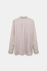 Dorothee Schumacher Silk Button-Up Blouse in Ornamental Motif in White and Red