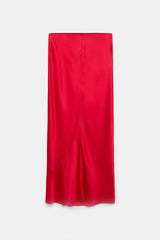 Dorothee Schumacher Bias Cut Silk Satin Midi-Skirt in Lollipop