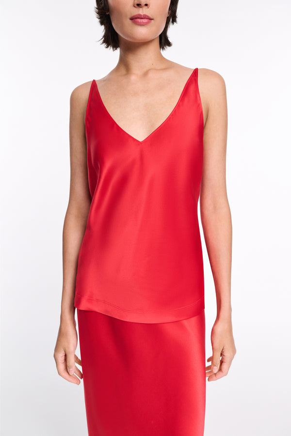 Dorothee Schumacher V-Neck Silk Camisole in Lollipop