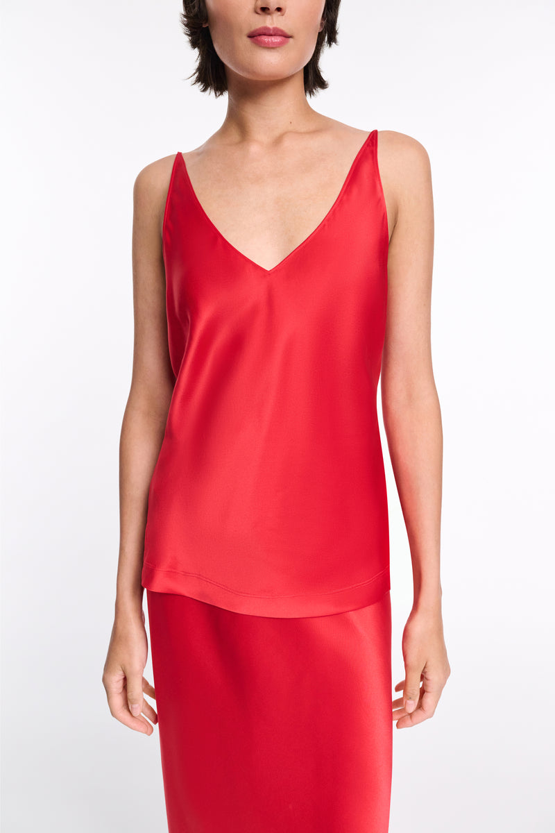 Dorothee Schumacher V-Neck Silk Camisole in Lollipop