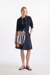 Dorothee Schumacher Stretch Knit Cotton Wool Cardigan in Navy