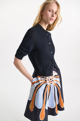 Dorothee Schumacher Stretch Knit Cotton Wool Cardigan in Navy
