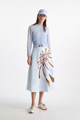 Dorothee Schumacher Knit Cotton Crepe Layered Cardigan in Light Blue