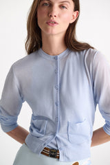 Dorothee Schumacher Knit Cotton Crepe Layered Cardigan in Light Blue