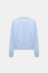 Dorothee Schumacher Knit Cotton Crepe Layered Cardigan in Light Blue