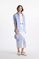 Dorothee Schumacher Merino-Cashmere Knit Bomber Jacket in Light Blue Vancouver. Shop Online or in Store.