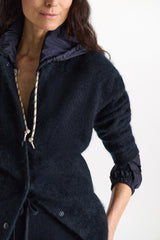 Dorothee Schumacher Merino-Cashmere Knit Bomber Jacket in Navy Vancouver. Shop Online or in Store.