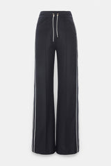 Dorothee Schumacher Wide Leg Track Pants with Knit Side Stripes in Navy Vancouver. Shop Online or in Store.