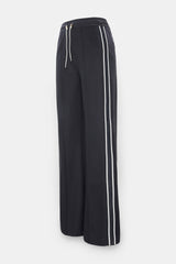 Dorothee Schumacher Wide Leg Track Pants with Knit Side Stripes in Navy Vancouver. Shop Online or in Store.