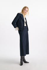 Dorothee Schumacher Cropped Cotton Blazer in Navy