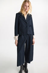 Dorothee Schumacher Cropped Cotton Blazer in Navy