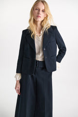 Dorothee Schumacher Cropped Cotton Blazer in Navy