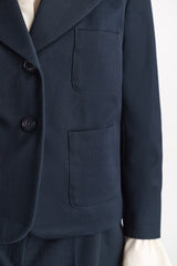 Dorothee Schumacher Cropped Cotton Blazer in Navy