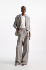 Dorothee Schumacher Oversized Plaid Blazer with Ruched Sleeves in Black & White