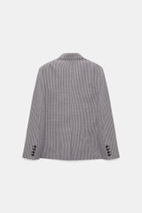 Dorothee Schumacher Oversized Plaid Blazer with Ruched Sleeves in Black & White