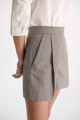 Dorothee Schumacher Tech Linen Plaid Shorts in Black & White