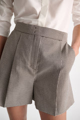 Dorothee Schumacher Tech Linen Plaid Shorts in Black & White
