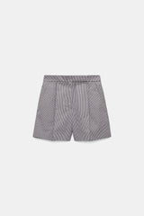 Dorothee Schumacher Tech Linen Plaid Shorts in Black & White