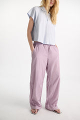 Dorothee Schumacher Pull-On Style Sporty Nylon Pants in Crocus Lilac Vancouver. Shop Online or in Store.