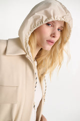 Dorothee Schumacher Waterproof Hooded Shrug in Light Sand Vancouver. Shop Online or in Store.