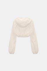 Dorothee Schumacher Waterproof Hooded Shrug in Light Sand Vancouver. Shop Online or in Store.