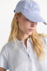 Dorothee Schumacher "Love" Embroidered Baseball Cap in Baby Blue