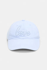 Dorothee Schumacher "Love" Embroidered Baseball Cap in Baby Blue