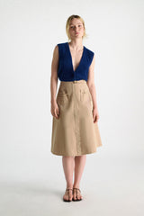 Dorothee Schumacher Knit Cashmere Pointelle Vest with Open-Work Details in Ocean Blue