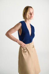 Dorothee Schumacher Knit Cashmere Pointelle Vest with Open-Work Details in Ocean Blue