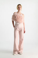 Dorothee Schumacher Merino-Cashmere Shrug with Feathers in Pink