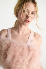 Dorothee Schumacher Merino-Cashmere Shrug with Feathers in Pink