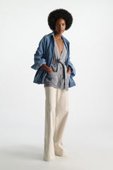Dorothee Schumacher Knit Merino-cashmere Tie Front Vest with Floral Embroidery in Grey