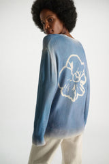 Dorothee Schumacher Merino-cashmere Pullover with Poppy Back in Gradient Blue