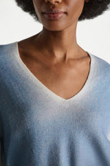 Dorothee Schumacher Merino-cashmere Pullover with Poppy Back in Gradient Blue