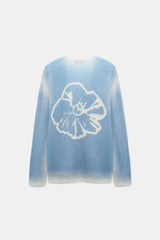 Dorothee Schumacher Merino-cashmere Pullover with Poppy Back in Gradient Blue