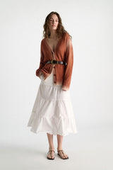 Dorothee Schumacher Merino-Cashmere Cardigan with Poppy Back in Gradient Terracotta