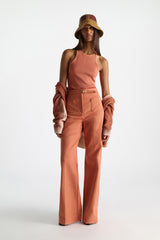 Dorothee Schumacher Fine Rib Cotton Tank Top in Burnt Orange