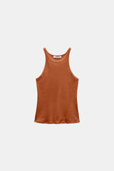 Dorothee Schumacher Fine Rib Cotton Tank Top in Burnt Orange