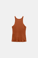 Dorothee Schumacher Fine Rib Cotton Tank Top in Burnt Orange