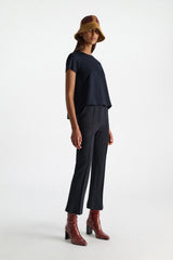 Dorothee Schumacher Stretch Cotton Flared T-Shirt in Navy