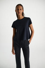 Dorothee Schumacher Stretch Cotton Flared T-Shirt in Navy