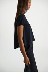 Dorothee Schumacher Stretch Cotton Flared T-Shirt in Navy