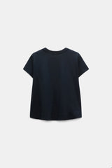 Dorothee Schumacher Stretch Cotton Flared T-Shirt in Navy